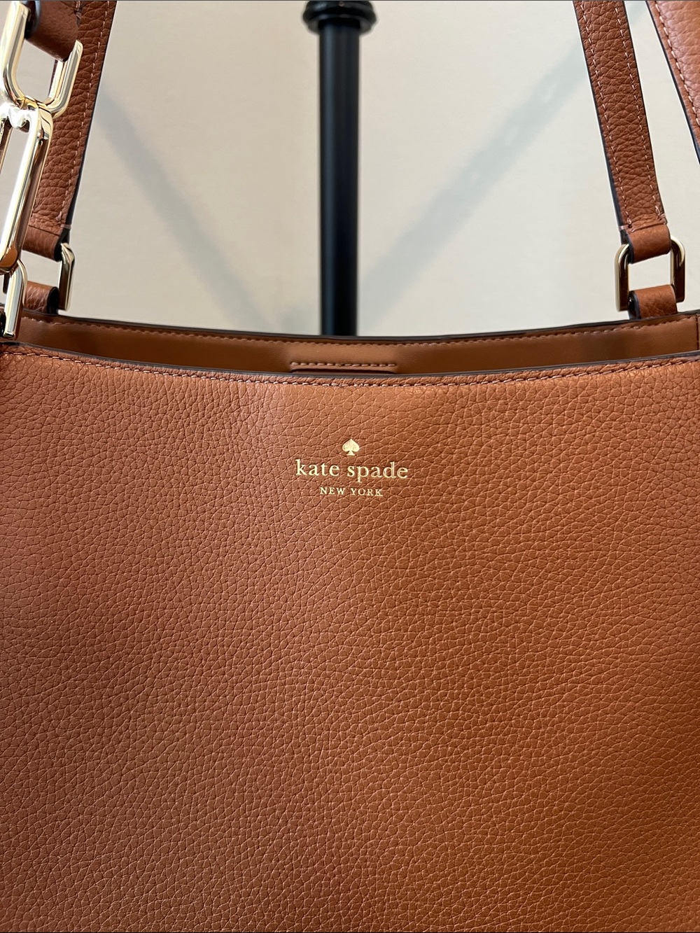 kate spade Cognac Pebbled Leather Tote with Gold Hardware - Picture 3 of 8